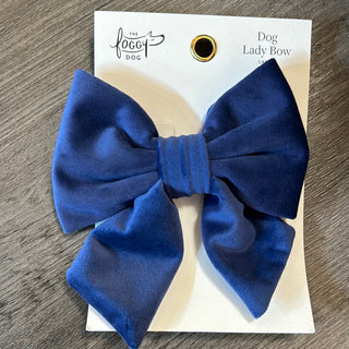 Navy Velvet Lady Dog Bow Tie - Large