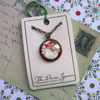 Retro Santa Pendant Necklace