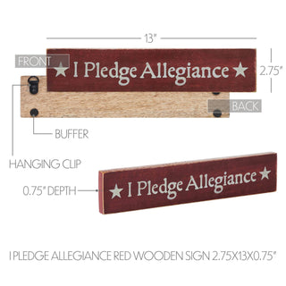 I Pledge Allegiance - Red Wooden Sign 2.75x13