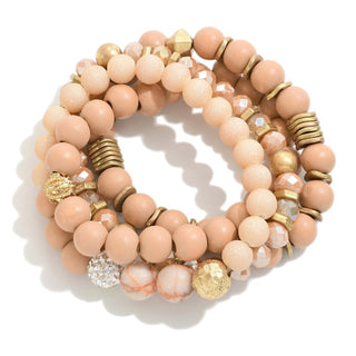 Beaded Stretch Bracelets Featuring Stone, Wood and Glitter Beads