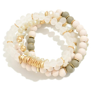 Elegant Beaded Stretch Bracelets Featuring Gold Details