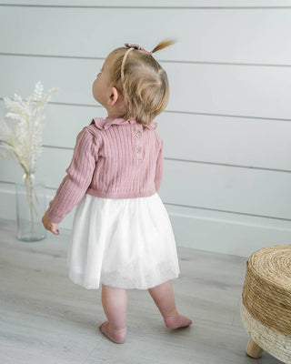 Ruffle Neck Sweater Knit Top & Tutu Baby Dress