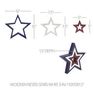 Wooden Nested Stars Red, White & Blue