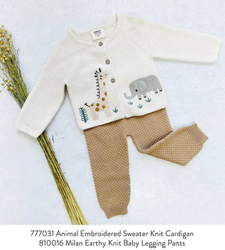 Animal Safari Embroidered Baby Cardigan Sweater Made from Organic Cotton