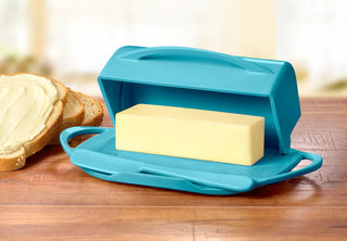 Butterie® Butter Dish, 2-Stick Caddy or Irish Butter Stick, Flip-Top Lid and Matching Spreader