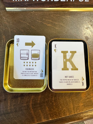 Whiskey Trivia Waterproof Playing Cards in Metal Travel Tin