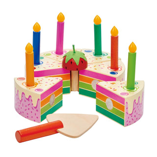 Wooden Rainbow Birthday Cake