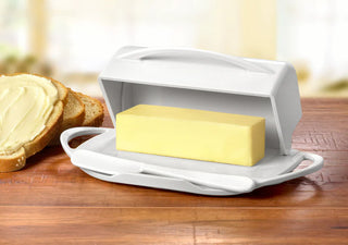 Butterie® Butter Dish, 2-Stick Caddy or Irish Butter Stick, Flip-Top Lid and Matching Spreader