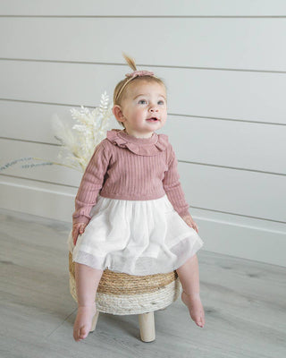 Ruffle Neck Sweater Knit Top & Tutu Baby Dress