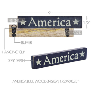 Rustic America Wooden Sign 9" x 1.75"