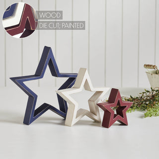 Wooden Nested Stars Red, White & Blue