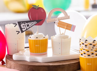 BACK TO SCHOOL BAKING CUPS WITH TOPPERS